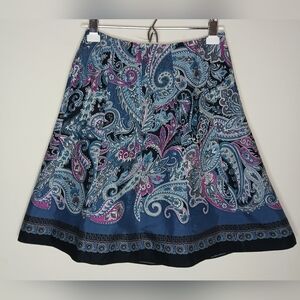 Ann Taylor Petites Paisley Print A-Line Skirt